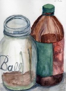 "Bottles" Watercolor on paper, 2013